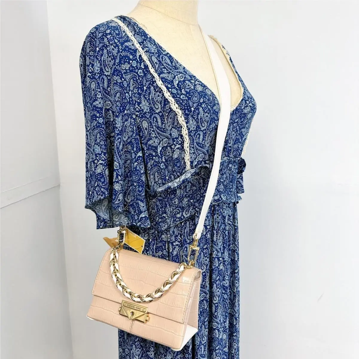 Michael Kors 32T0G0EC0E Cece Embossed Leather Crossbody Bag IN Pink