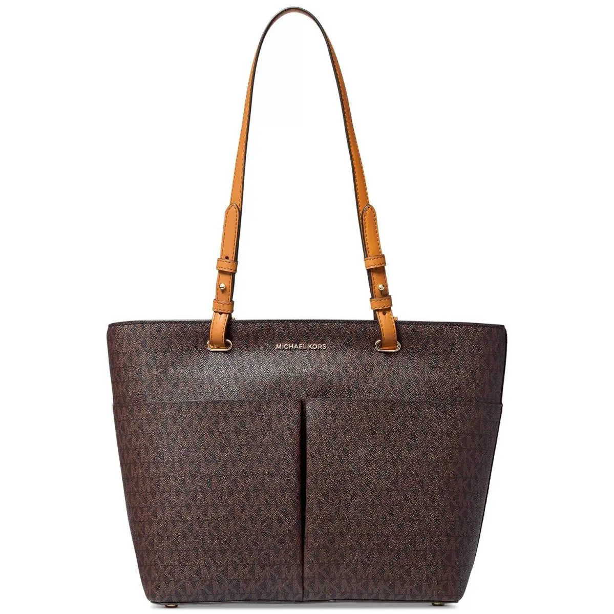 Michael Kors Signature Bedford Medium Top Zip Tote Bag Brown 38F2GBFT2B - Handle/Strap: Brown, Hardware: Gold, Exterior: Brown