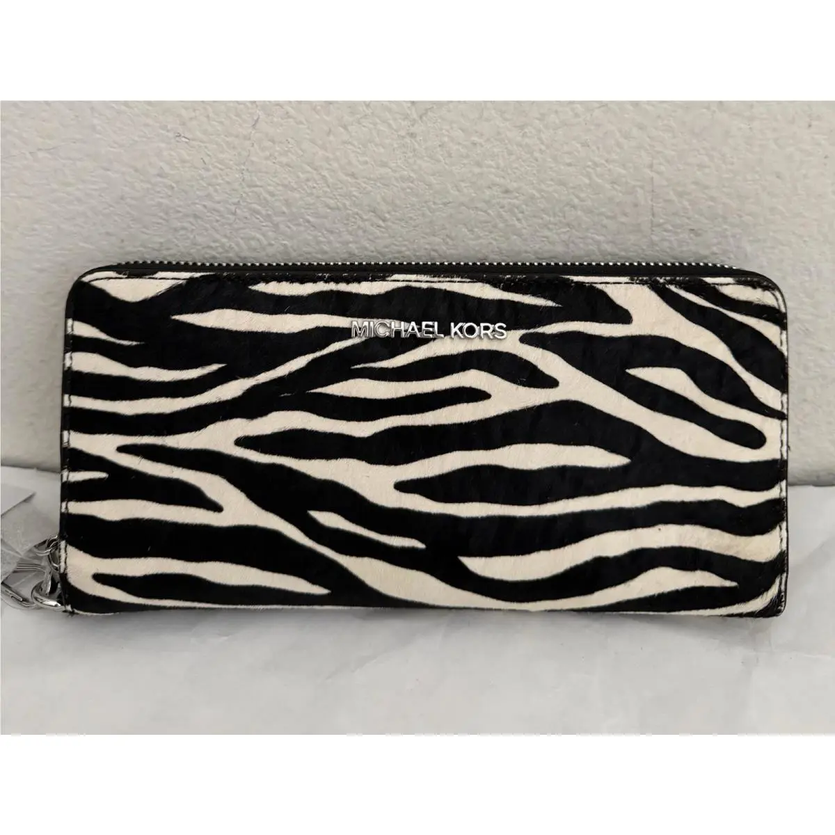 Michael Kors Jet Set Travel Zebra Print Calf Hair Continental Wallet