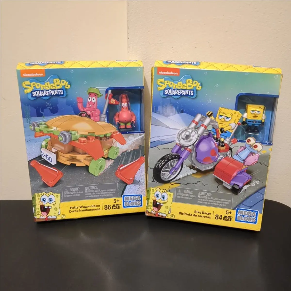 Mega Bloks Spongebob Bike Racer Patrick Patty Wagon Racer - 2 Sets
