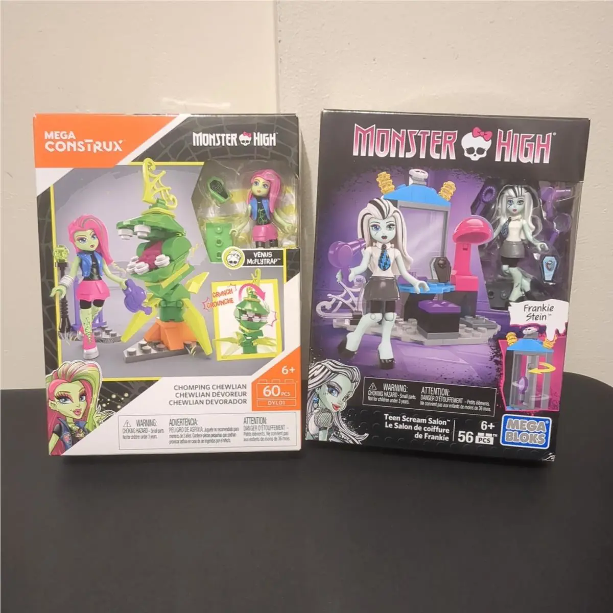 Mega Bloks Monster High Frankie Stein Teen Scream Venus Chomping - 2 Sets