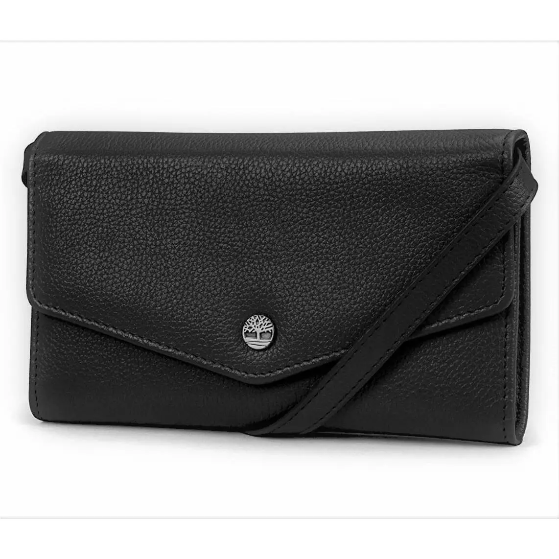 Women`s Rfid Leather Crossbody Wallet Phone Bag with Detachable Strap Black by Timberland