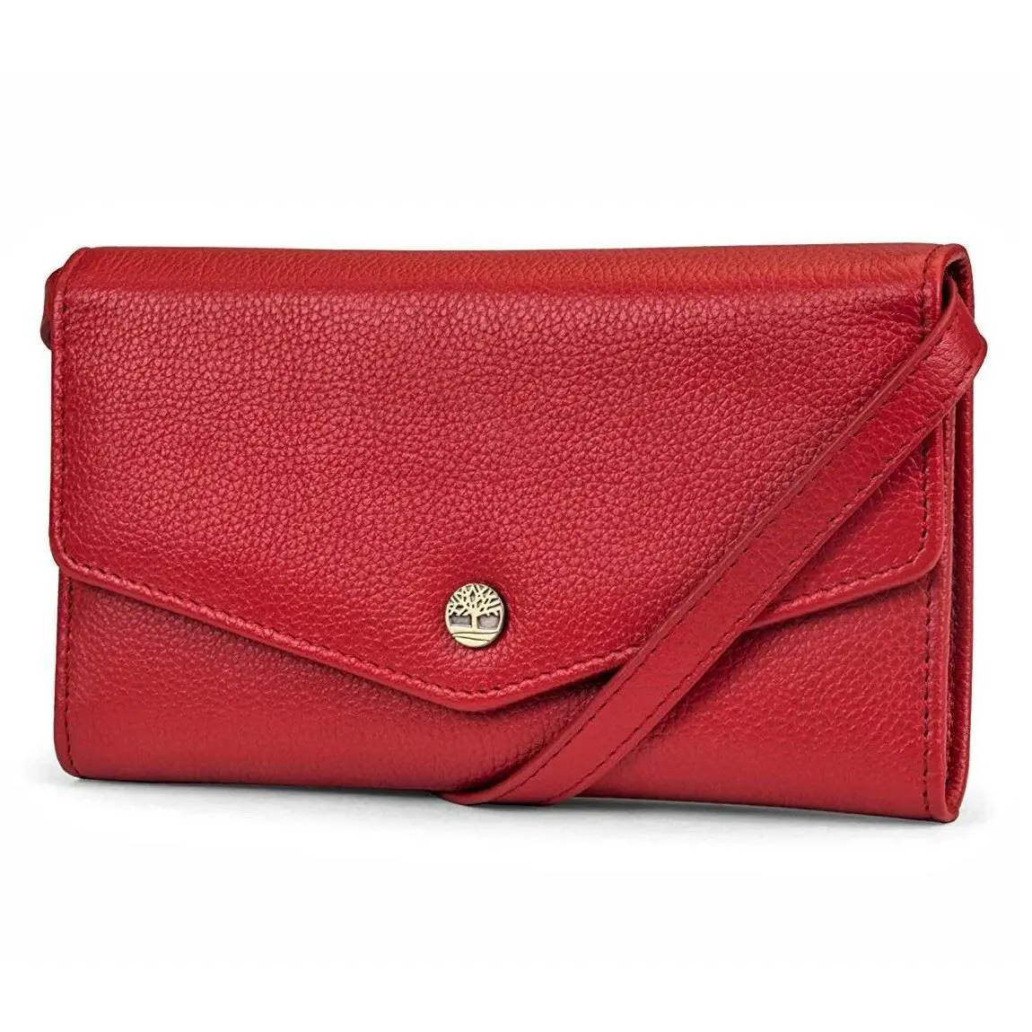 Women`s Rfid Leather Crossbody Wallet Phone Bag with Detachable Strap Cherry Red by Timberland