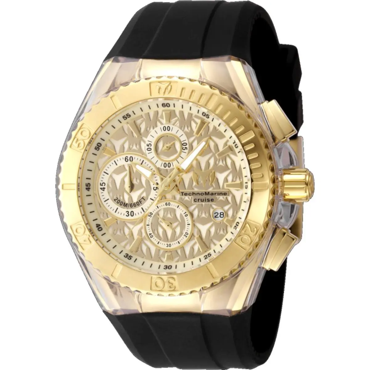 Technomarine Men`s Watch Cruise Star Chrono Gold Tone Dial Black Strap TM-125002 by TechnoMarine