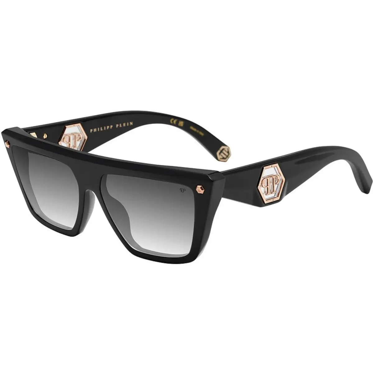 Spp 177 Shiny Black 0700 Size 58 Sunglasses by Philipp Plein