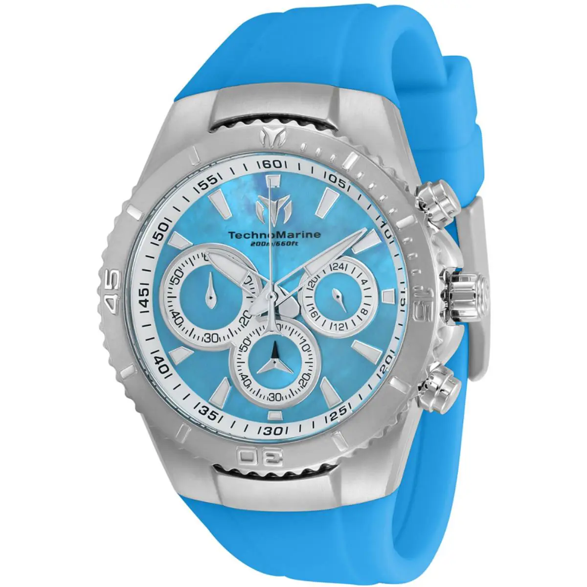 Technomarine Women`s Watch Manta Sea Blue and Mop Dial Silicone Strap TM-220078 - Dial: Blue, Mother of Pearl, Band: Blue