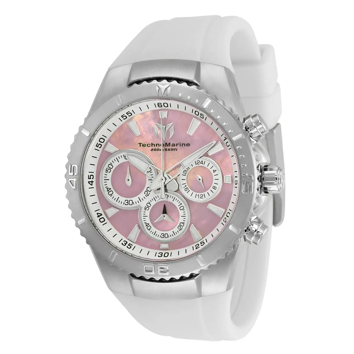 Technomarine Women`s Watch Manta Sea Chrono Silver and Pink Mop Dial TM-220076