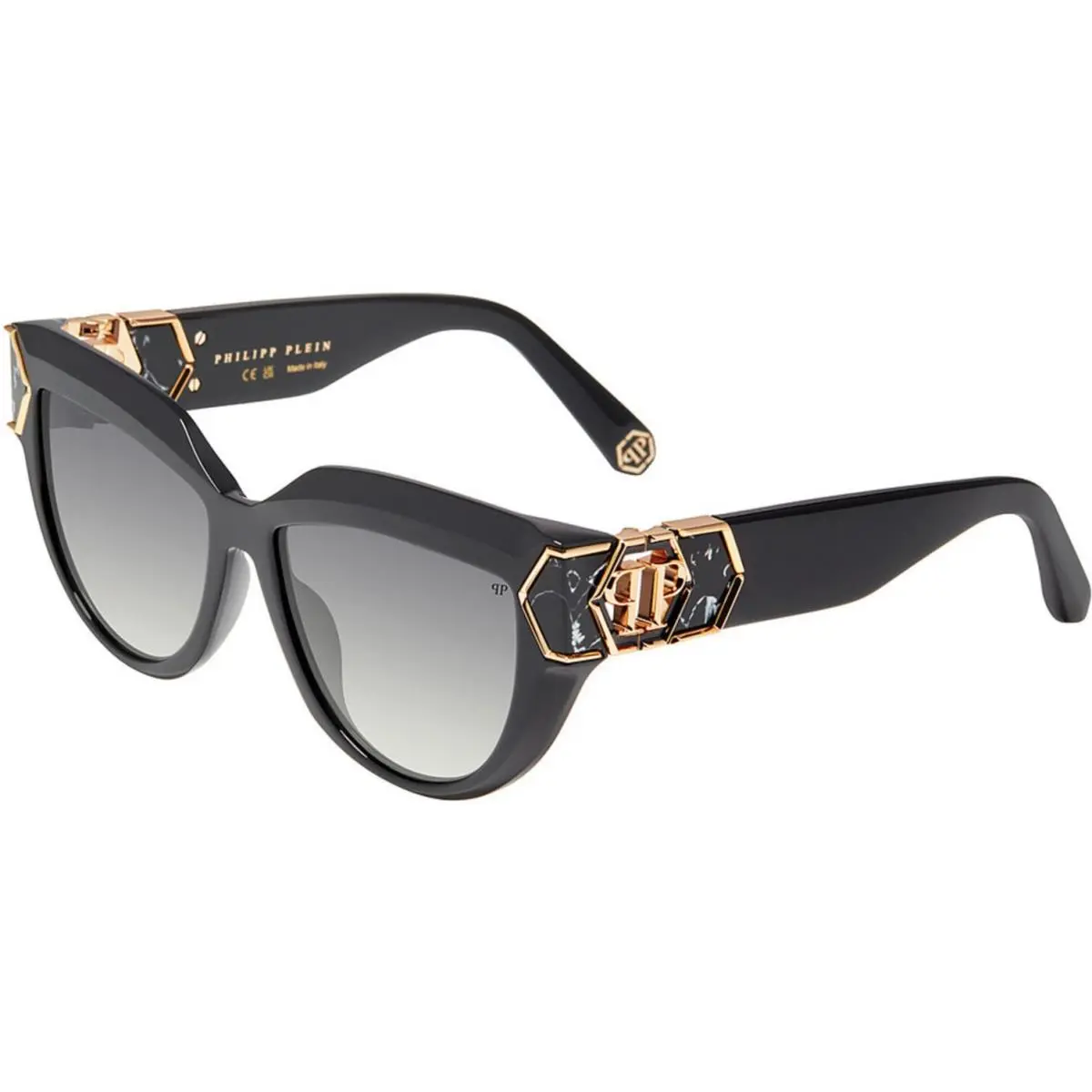 Spp 176 M Shiny Black 0700 Size 56 Sunglasses by Philipp Plein