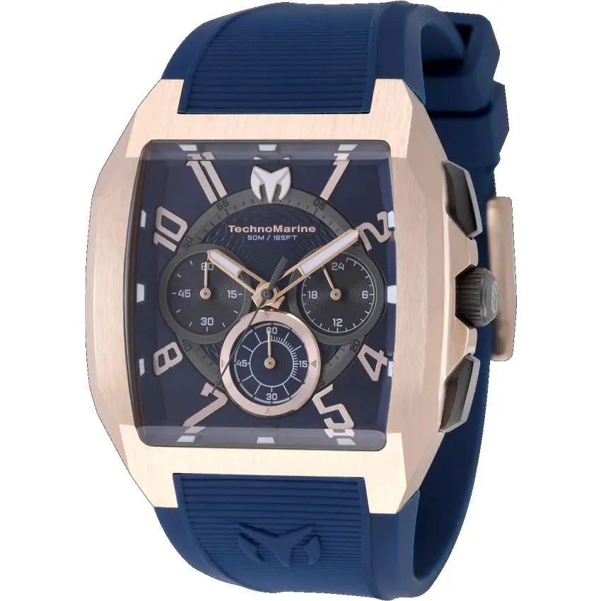 Technomarine Aqua Quadrant Men`s 41mm Rose Gold Silicone Chrono Watch TM-225115
