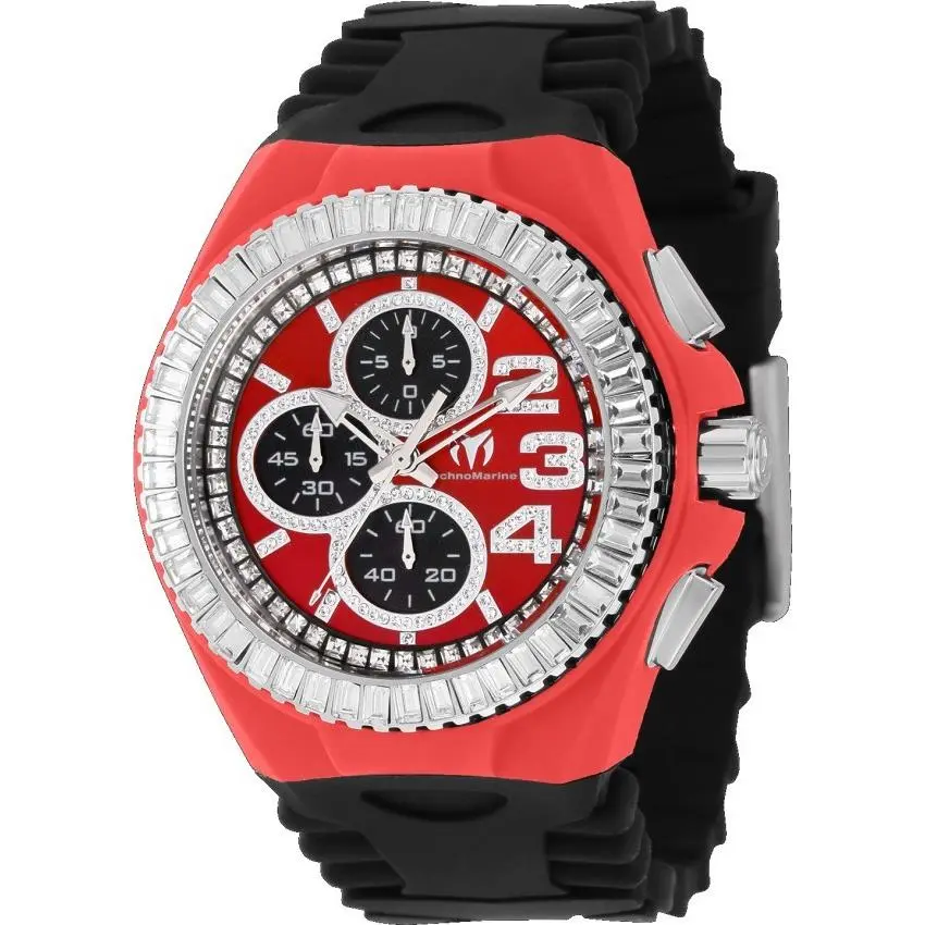Technomarine Cruise Jellyfish Mens 45mm Red 260 Crystals Chrono Watch TM-121185 by TechnoMarine