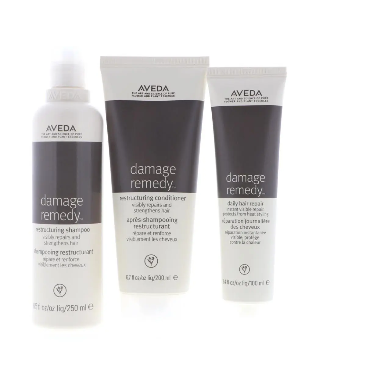 Aveda Dmg Rmdy Rstrctrng Shamp 8.5oz Condi 6.7oz Dailyrepair 3.4oz Set