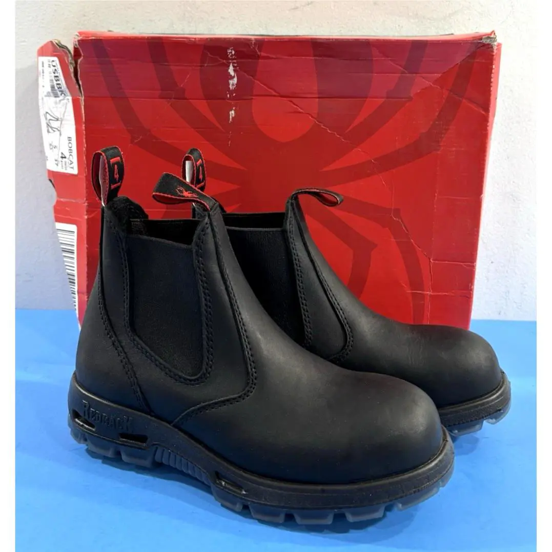 5 US Men`s  Bobcat Usbbk Tpu Safety Steel Toe Boots Black Oil Kip by Redback