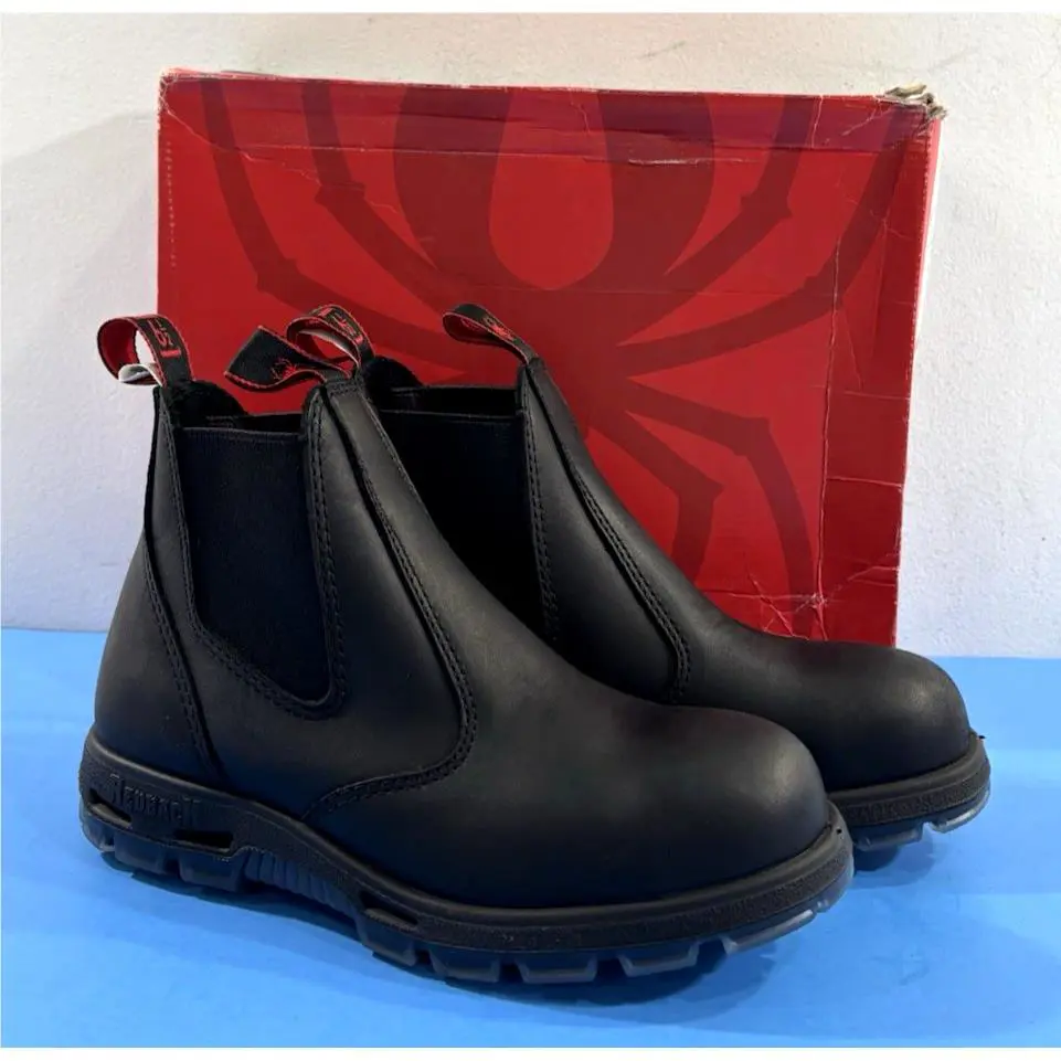 7.5 US Men`s  Bobcat Usbbk Tpu Safety Steel Toe Boots Black Oil Kip by Redback