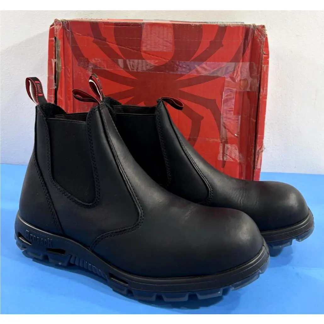 12.5 US Men`s  Bobcat Usbbk Tpu Safety Steel Toe Boots Black Oil Kip by Redback