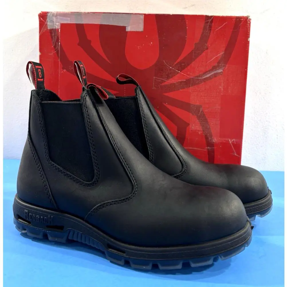 9 US Men`s  Bobcat Usbbk Tpu Safety Steel Toe Boots Black Oil Kip by Redback