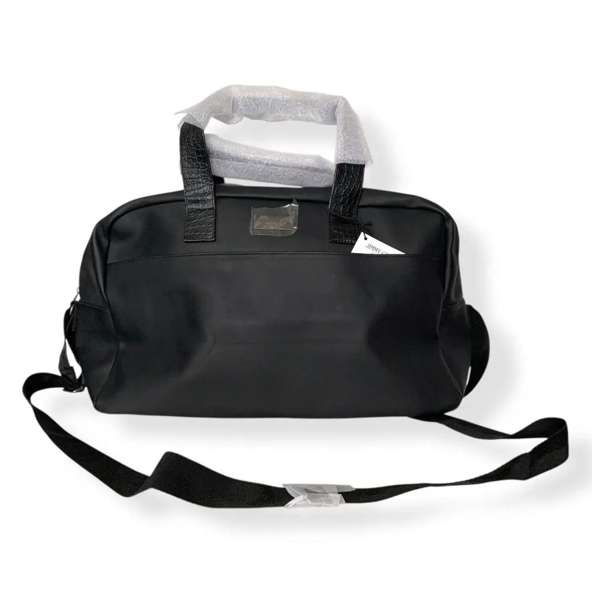 Jimmy Choo Unisex Black Leather Weekender Duffel Carry On Travel Bag