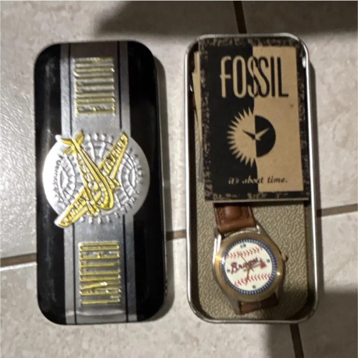 Fossil Limited Edition Baseball Wristwatch Analog Brown Leather Box
