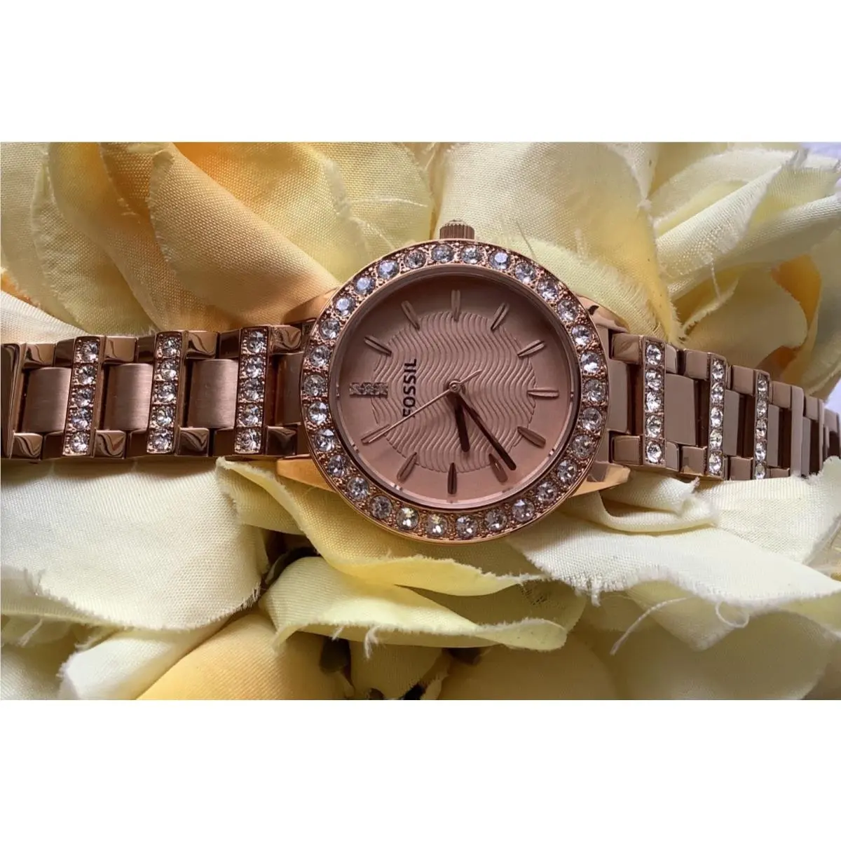 Fossil Jesse Rose Crystalized Rose Gold Tone Women’s 34 MM