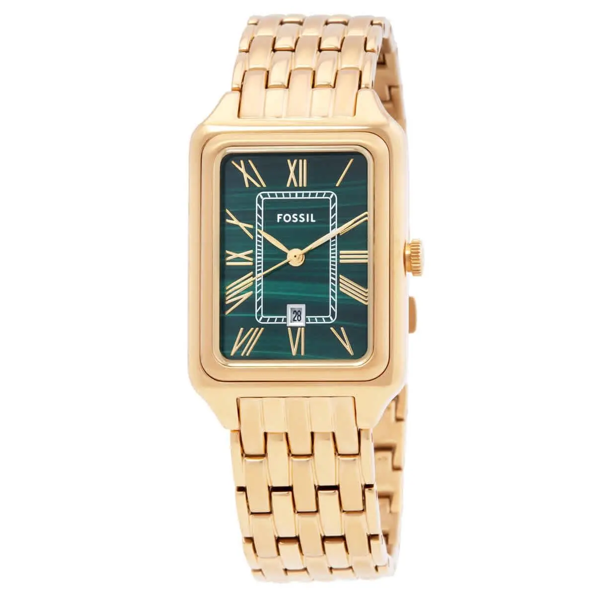 Fossil Raquel Quartz Green Dial Ladies Watch ES5341 - Green, Dial: Green, Band: Yellow Gold-tone