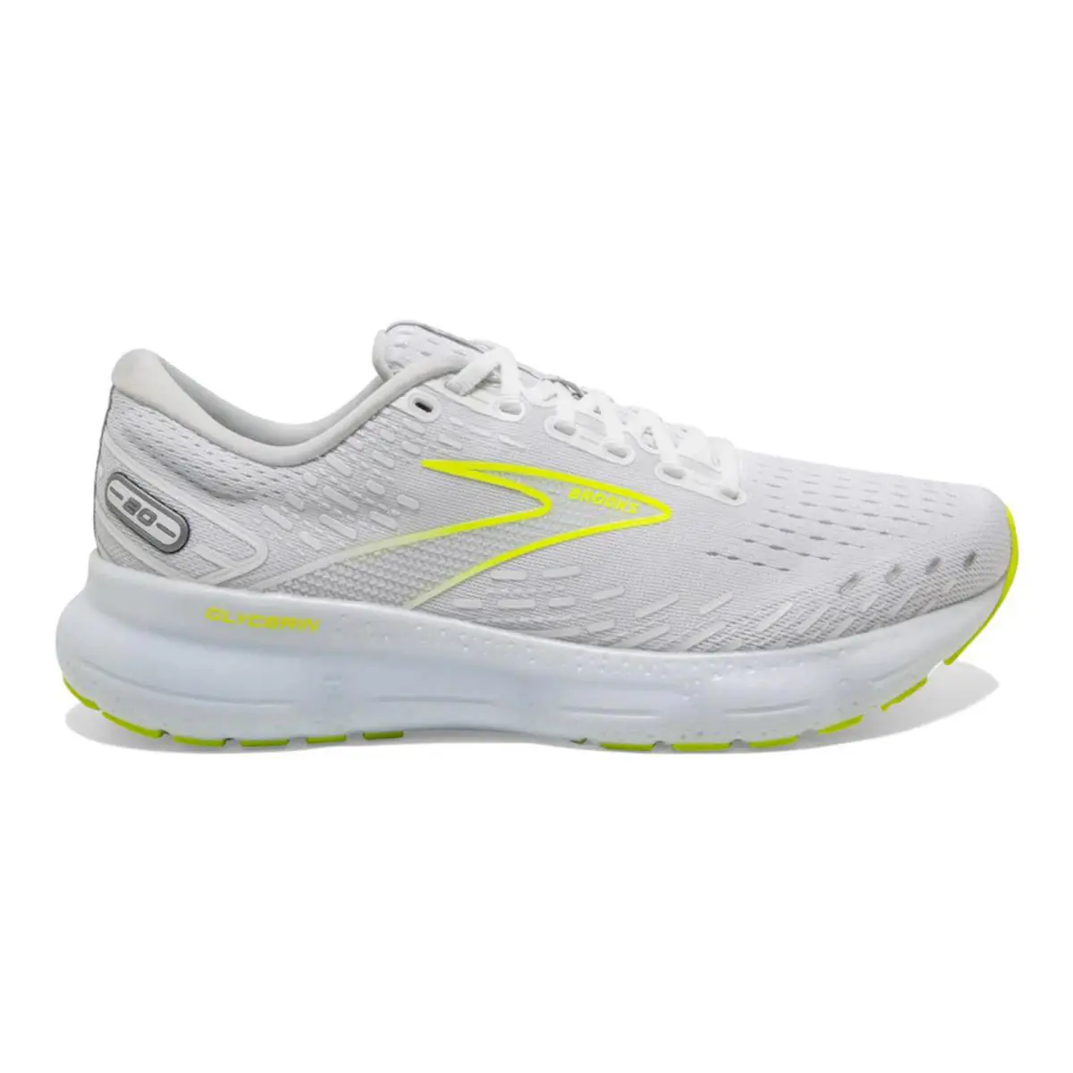 Brooks Men`s Glycerin 20 Lightweight Running Shoe White/nightlife Size Options - White/Nightlife