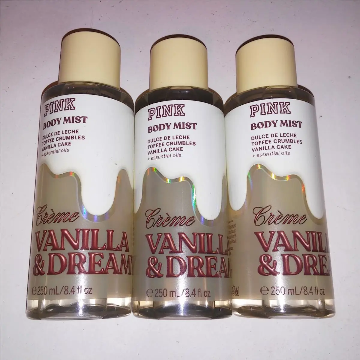 Set of 3 Victoria Secret Pink Body Spray Fragrance Mist Creme Vanilla Dream