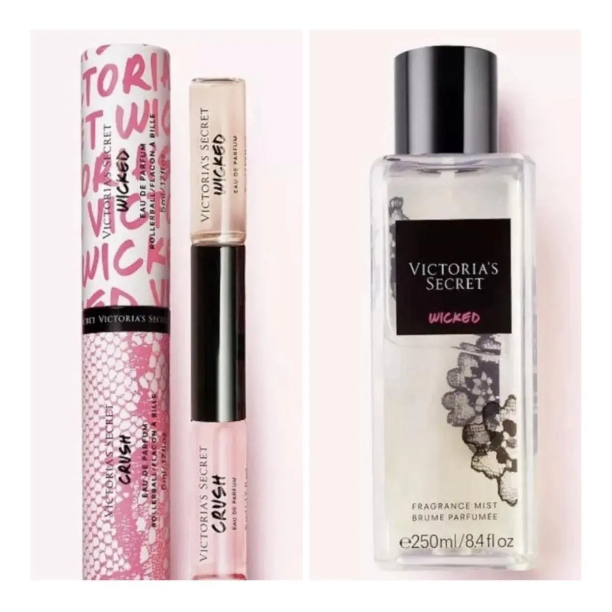 Victoria`s Secret Wicked / Crush Eau de Parfum Rollerball Duo and Wicked Mist
