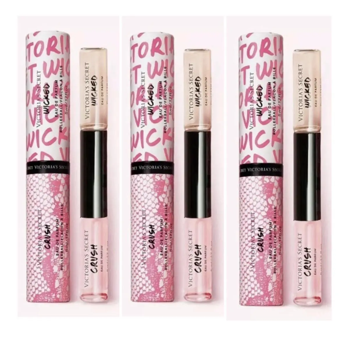 3 Victoria`s Secret Wicked / Crush Eau de Parfum Rollerball Duo .34 Fl.oz