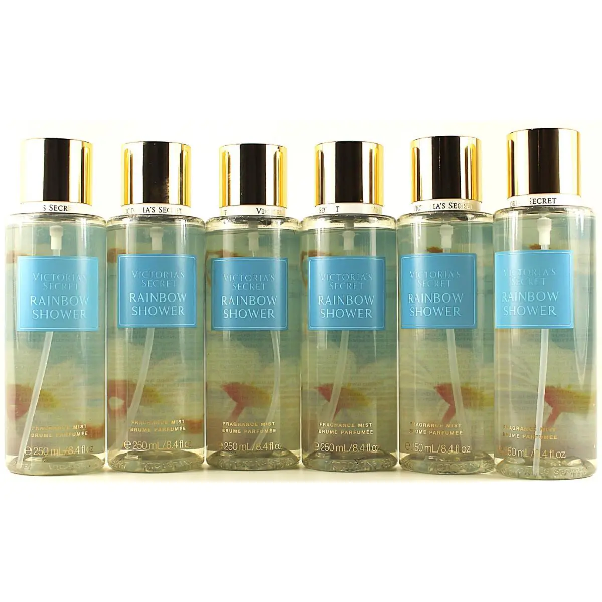 Qty 6 - Victroia`s Secret Rainbow Shower Fragrance Body Mist Spray 8.4Oz