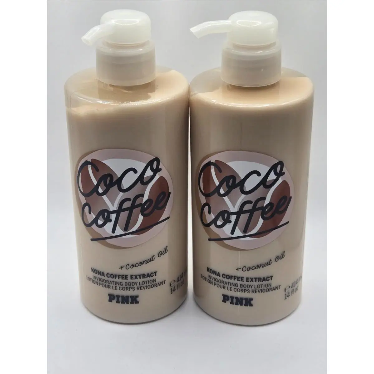 Victoria`s Secret Pink Coco Coffee Body Lotion x2 - 14oz Each