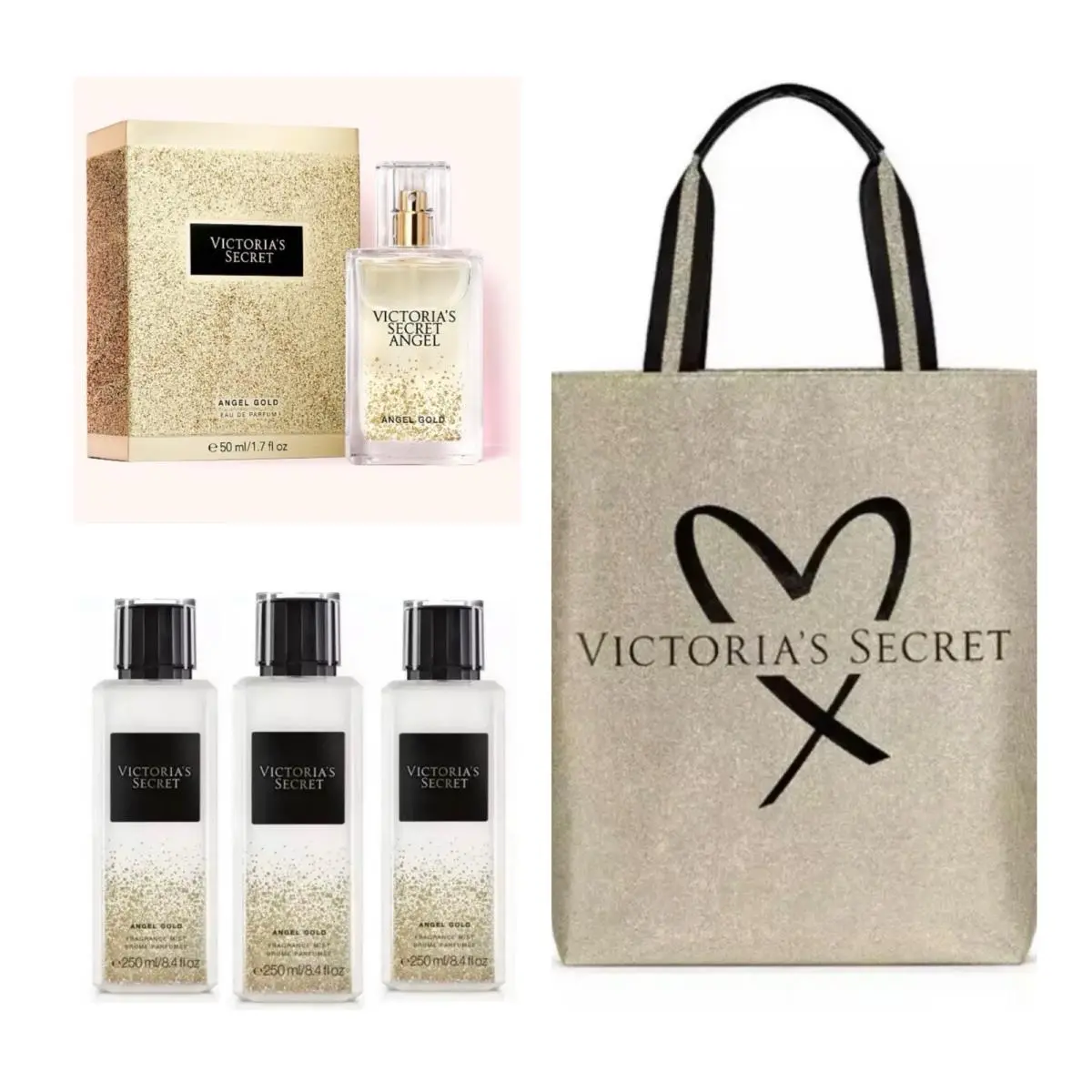 Victoria`s Secret Angel Gold Eau de Parfum 1.7 Fl.oz. /fragrance Mist 3 /bag