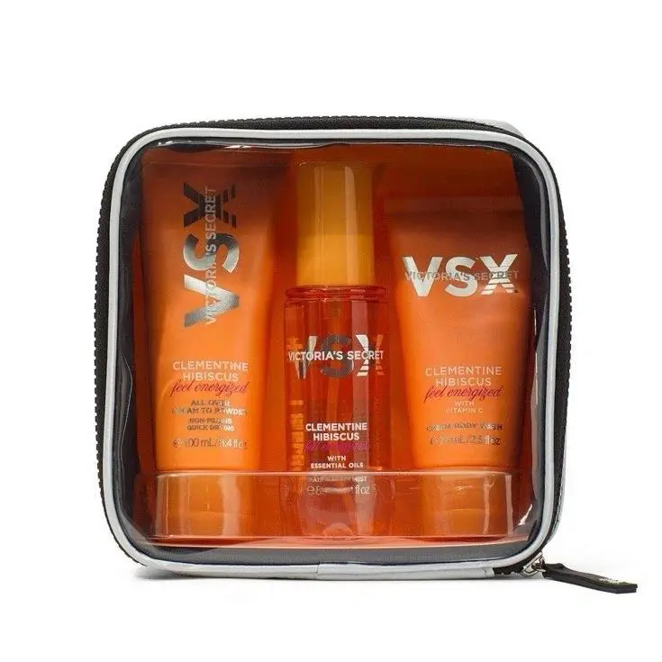 Victoria Secret Clementine Hibiscus Feel Energized 3 Piece Travel Set