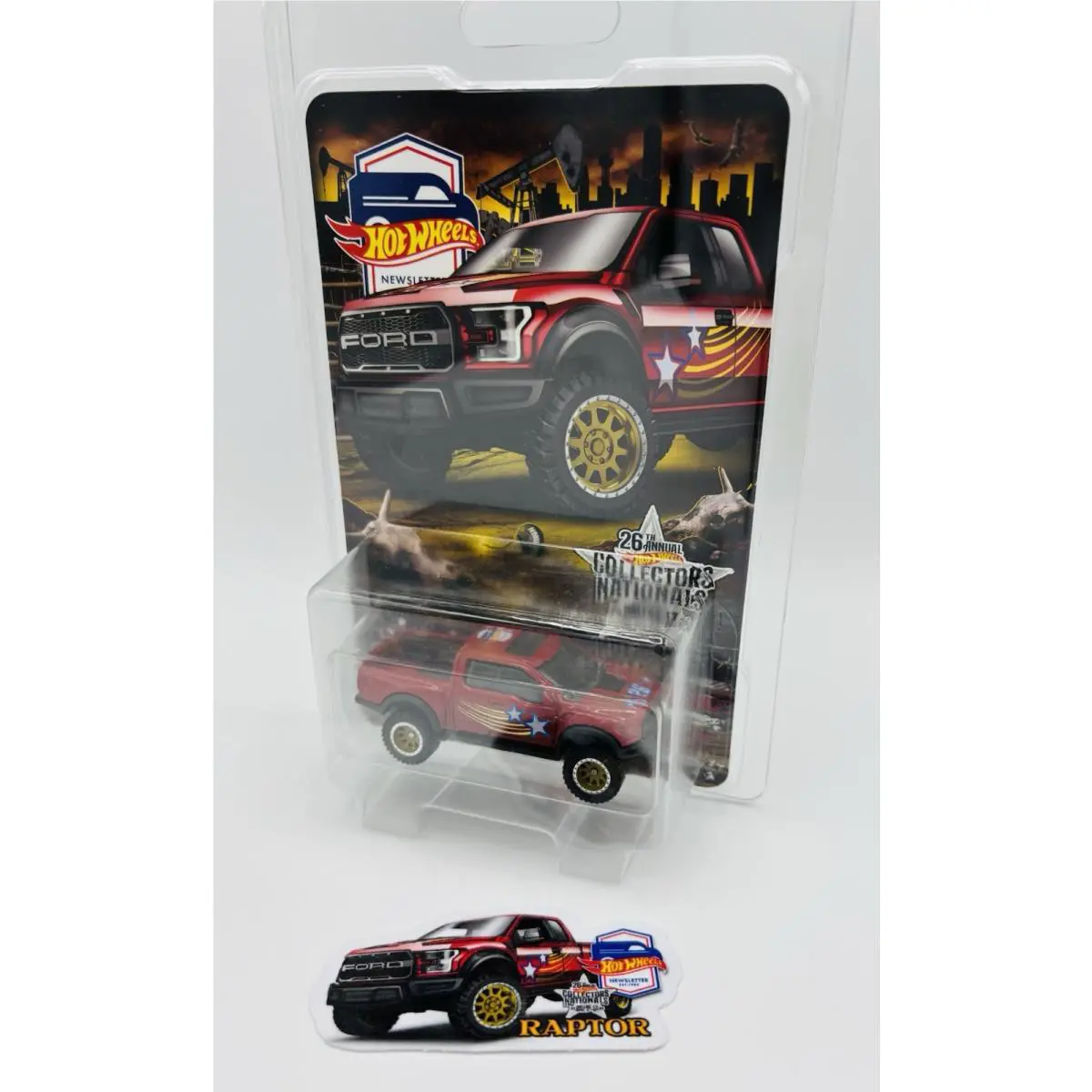 Hot Wheels 26th Nationals Dallas Newsletter Red Ford Raptor Car 893/950W/Sticker