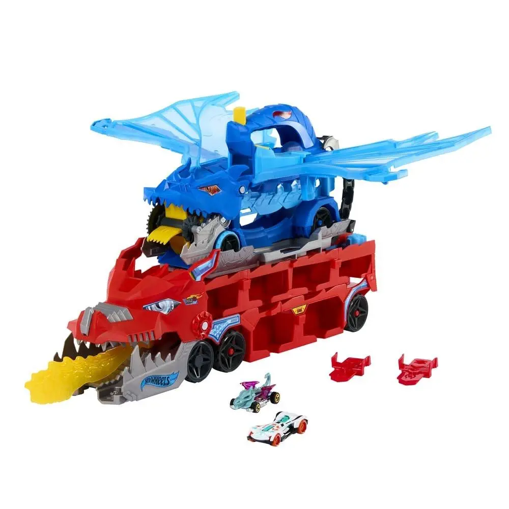 ​hot Wheels City Toy Car Track Set Ultimate Dual Dragon Transporter