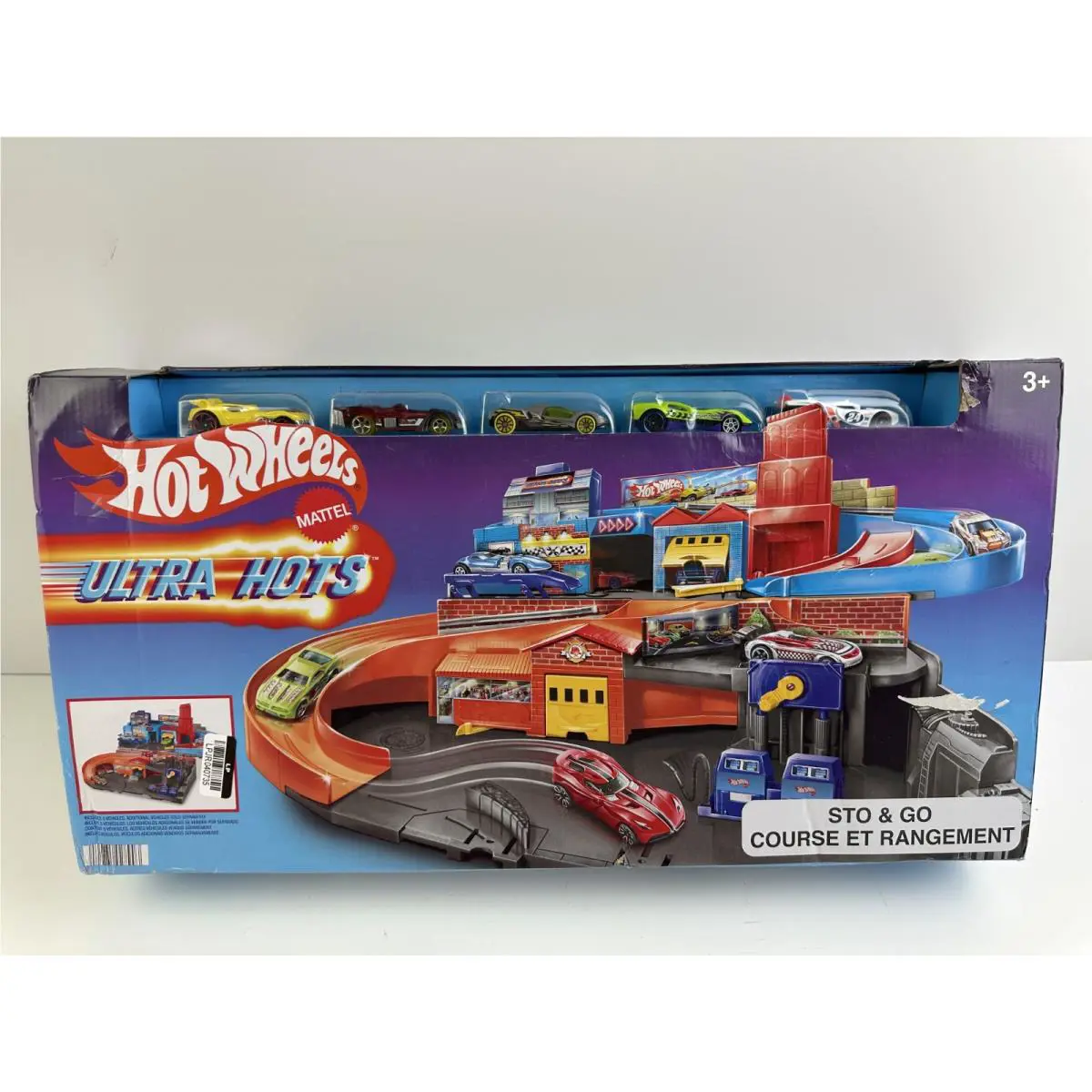 Hot Wheels Ultra Hots Sto Go Course Et Rangement 5 Die-cast Cars Set Age 3+