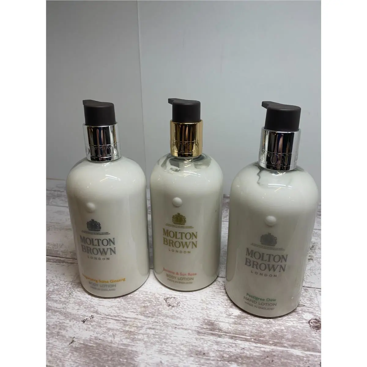 Three 3 Molton Brown Jasmine Sun Rose Pettigree Dew Ginseng Body Lotion 10 Oz
