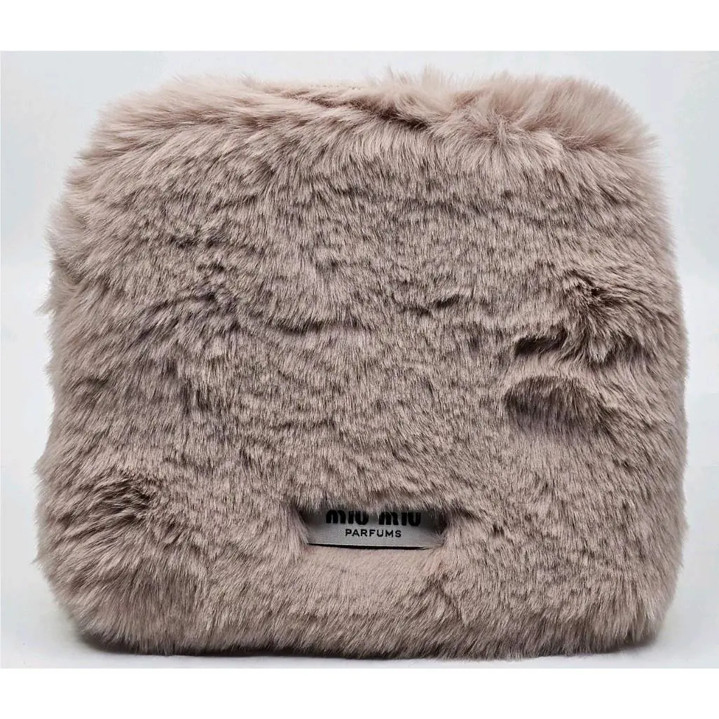 Miu Miu Pink Rose Fluffy Makeup Pouch Clutch Bag Gwp
