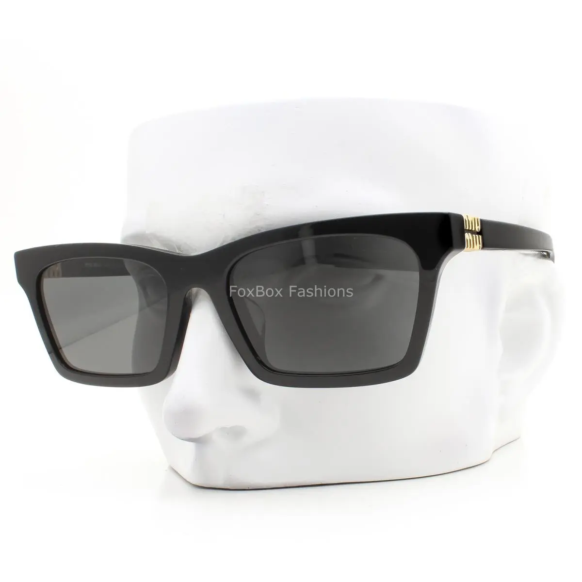 Miu Miu Sunglasses Smu A05F 16K-08Z Polished Black Dark Gray Gold Logo with Case