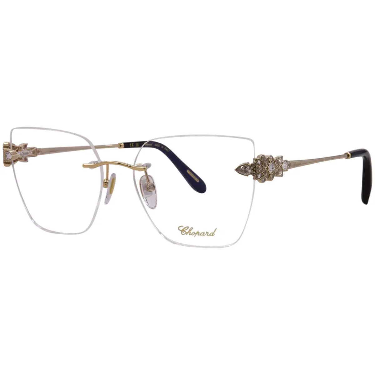 VCHM47S 00S1 Eyeglasses Women`s Rose Gold Rimless Butterfly Shape 55mm by Chopard