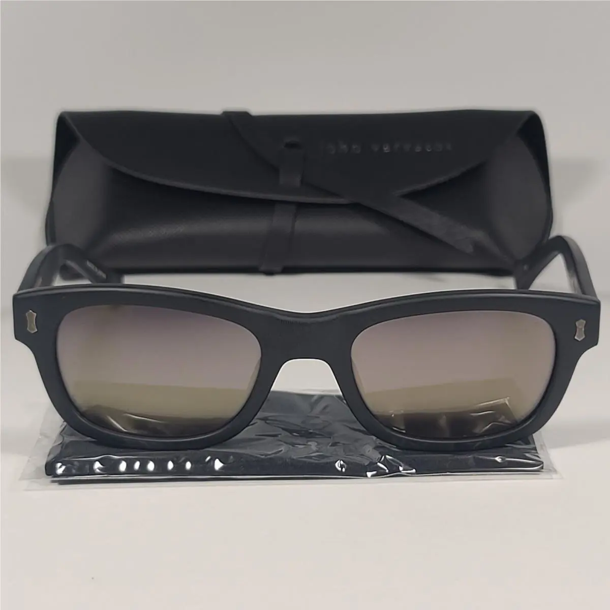 John Varvatos Men`s V538 Rectangle Sunglasses Matte Black Brown / Mirror Lens