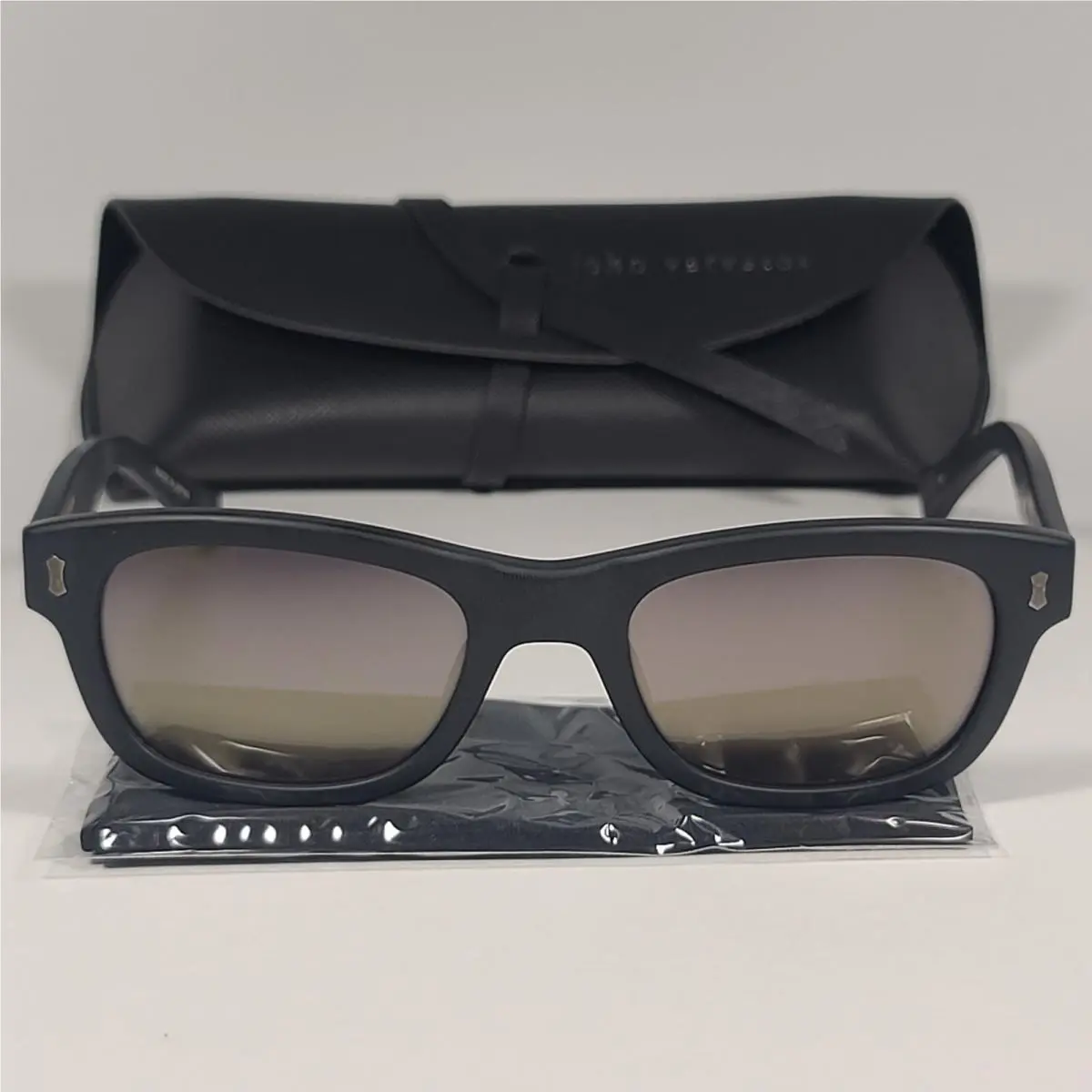 Men`s V538 Rectangle Sunglasses Matte Black Brown / Mirror Lens by John Varvatos