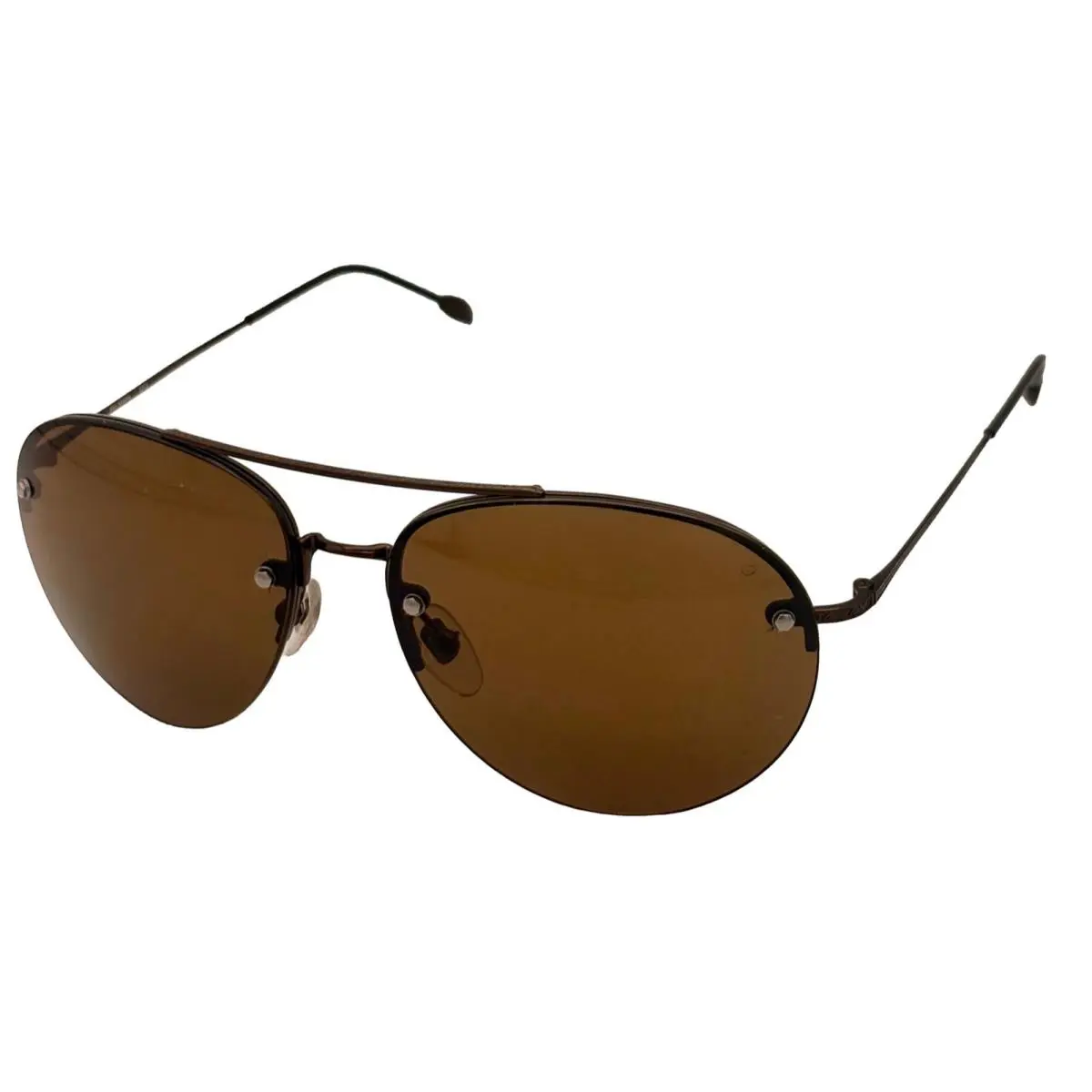 John Varvatos Mens Dark Brown Metal Aviator Sunglass Brown Lens V762