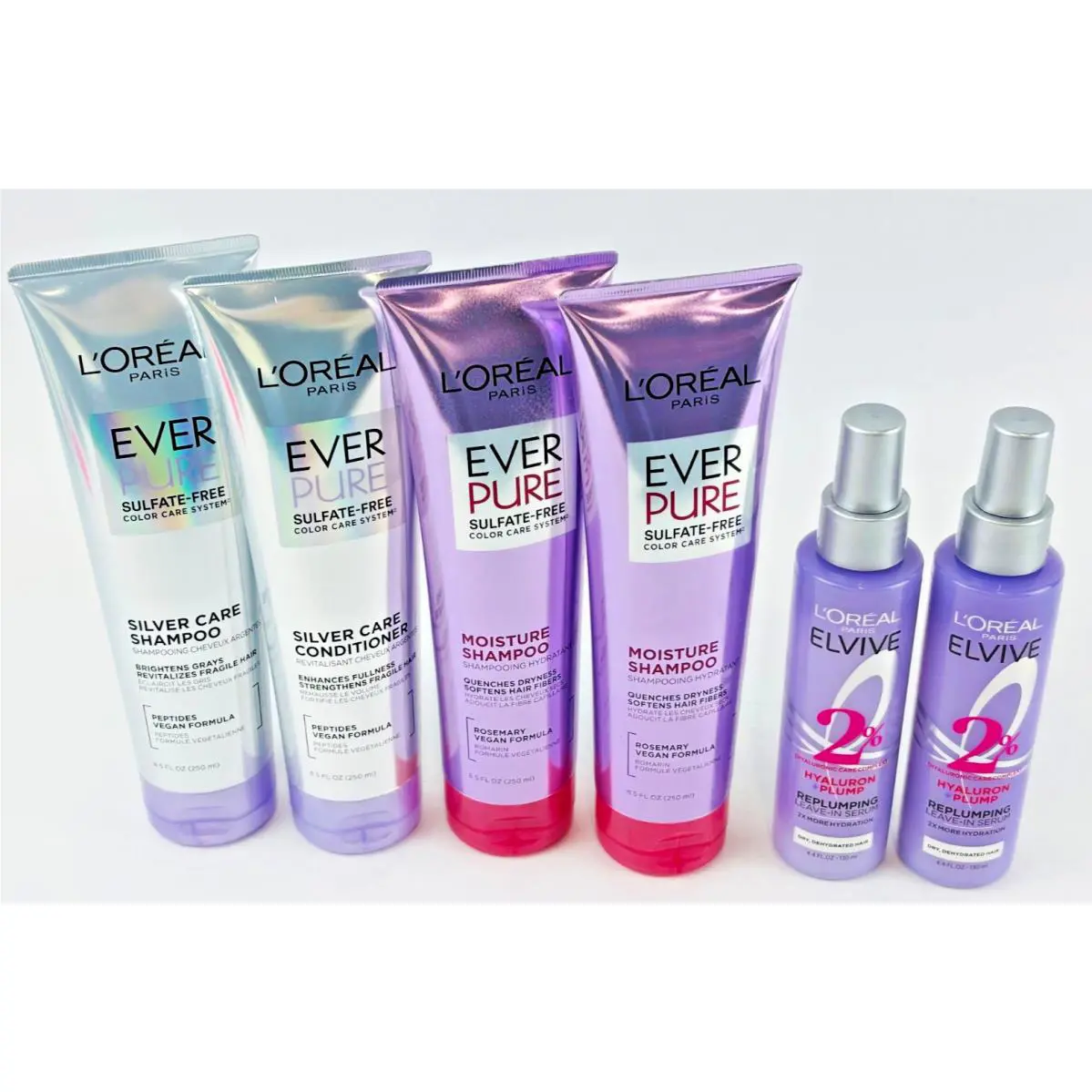 L`oréal L’oreal Ever Pure+ Elivie Bundle 3 Shampoos 1 Conditioner 2 Leave-in Serums