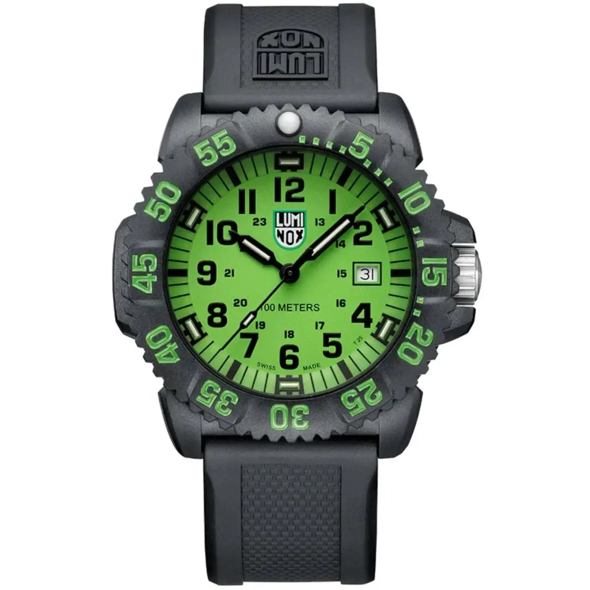 Luminox Men`s Watch G Sea Lion Quartz Green Dial Black Rubber Strap XS.2067.1