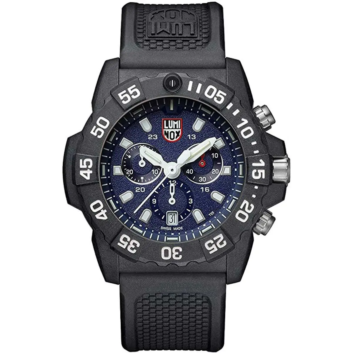 Luminox Men`s Watch Navy Seal Chronograph Blue Dial Black Rubber Strap 3583