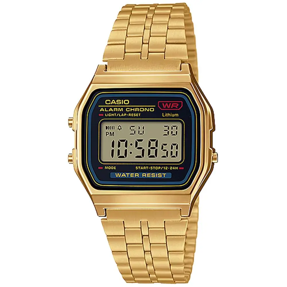 Vintage Gold Tone Digital Watch Black by Casio