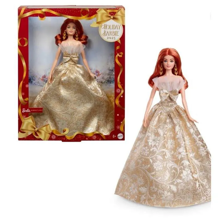 Barbie Signature Christmas Holiday Doll 2025 Fashion Collectible Red Hair Gold