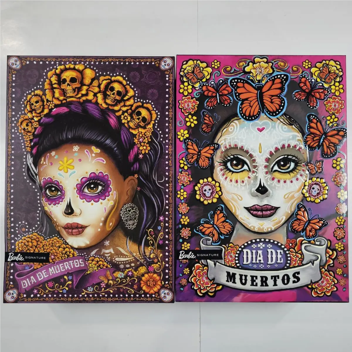 Barbie Signature Dia De Los Muertos 2021 and 2023 Dolls Black Dress Pink Dress