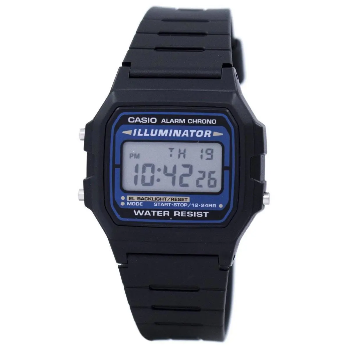 Casio Digital Quartz Alarm Chrono Illuminator Grey Dial F-105W-1ADF Men`s Watch