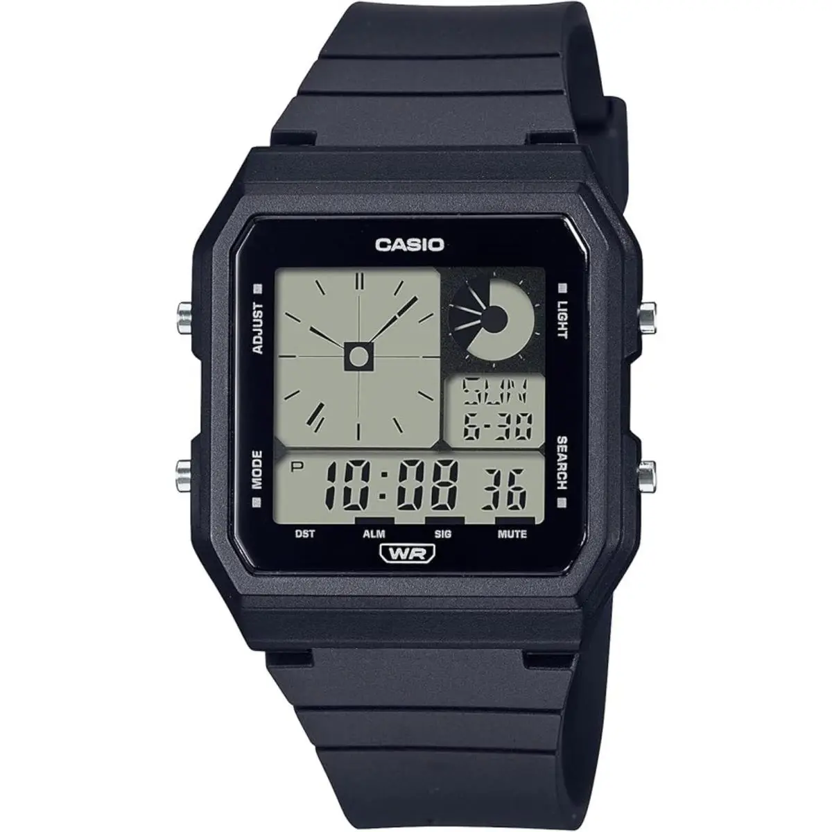 Casio LF20W-1A Digital Black Resin Watch Unisex World Time Alarm LF-20W