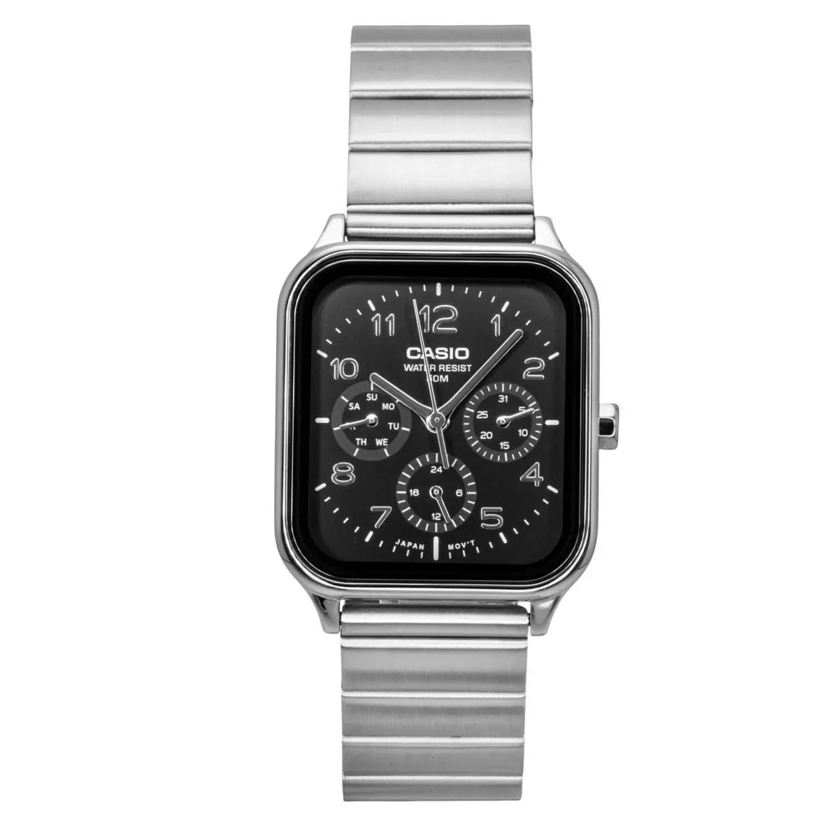 Casio Standard Analog Black Dial Quartz Casual MTP-M306D-1AV Men`s Watch - Dial: Black, Band: Silver, Bezel: Silver